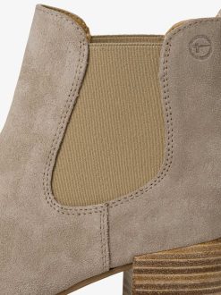 Tamaris Bottine Chelsea En Cuir - Beige | Bottines