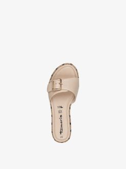 Tamaris Mule En Cuir - Beige | Mules