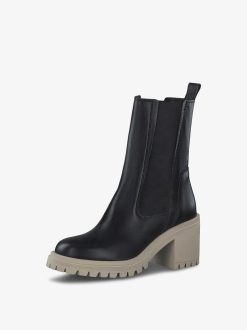 Tamaris Bottine Chelsea En Cuir - Noir | Bottines