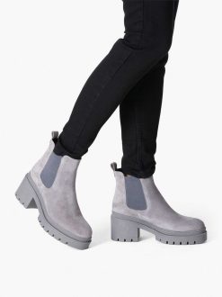 Tamaris Bottine Chelsea En Cuir - Gris | Bottines