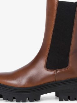 Tamaris Bottine Chelsea En Cuir - Marron | Bottines