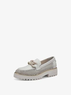 Tamaris Babouche En Cuir - Blanc | Chaussures Basses Et Pantoufles