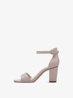 Tamaris Sandale A Talon En Cuir - Rose | Des Sandales