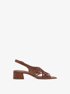 Tamaris Sandale A Talon En Cuir - Marron | Des Sandales