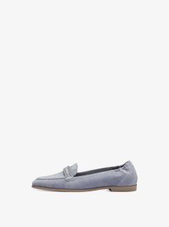 Tamaris Babouche En Cuir - Bleu | Chaussures Basses Et Pantoufles