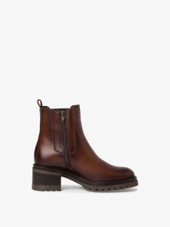 Tamaris Bottine Chelsea En Cuir - Marron | Bottines