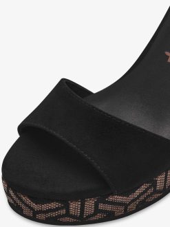 Tamaris Sandale A Talon En Cuir - Noir | Des Sandales