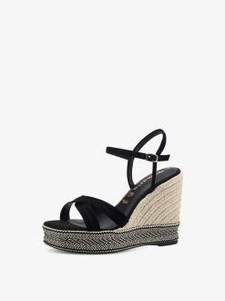 Tamaris Sandale A Talon En Cuir - Noir | Des Sandales