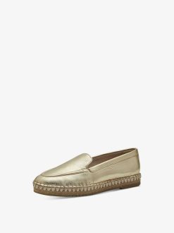 Tamaris Espadrill En Cuir - Or | Chaussures Basses Et Pantoufles