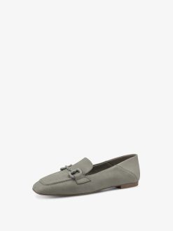 Tamaris Babouche En Cuir - Vert | Chaussures Basses Et Pantoufles