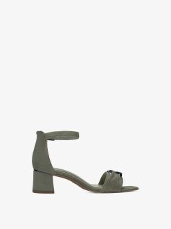 Tamaris Sandale A Talon En Cuir - Vert | Des Sandales