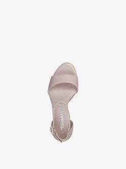 Tamaris Sandale A Talon En Cuir - Rose | Des Sandales