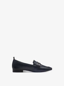 Tamaris Babouche En Cuir - Bleu | Chaussures Basses Et Pantoufles