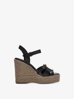 Tamaris Sandale A Talon En Cuir - Noir | Des Sandales