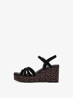 Tamaris Sandale A Talon En Cuir - Noir | Des Sandales