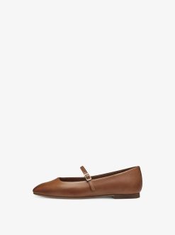 Tamaris Ballerine En Cuir - Marron | Ballerines