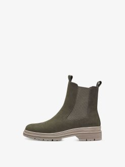 Tamaris Bottine Chelsea En Cuir - Vert | Bottines