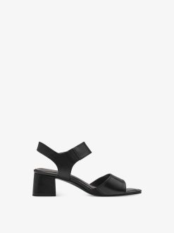 Tamaris Sandale A Talon En Cuir - Noir | Des Sandales