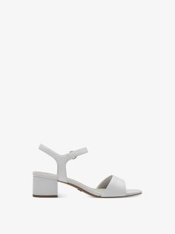 Tamaris Sandale A Talon En Cuir - Blanc | Des Sandales