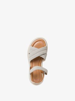 Tamaris Sandale A Talon En Cuir - Beige | Des Sandales