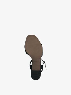 Tamaris Sandale A Talon En Cuir - Noir | Des Sandales