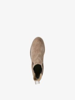 Tamaris Bottine Chelsea En Cuir - Beige | Bottines