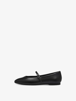 Tamaris Ballerine En Cuir - Noir | Ballerines