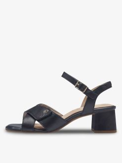 Tamaris Sandale A Talon En Cuir - Noir | Des Sandales