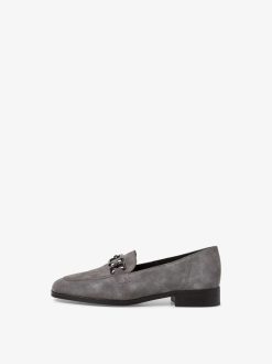 Tamaris Babouche En Cuir - Gris | Chaussures Basses Et Pantoufles