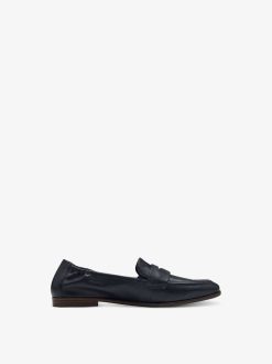 Tamaris Babouche En Cuir - Bleu | Chaussures Basses Et Pantoufles