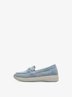 Tamaris Babouche En Cuir - Bleu | Chaussures Basses Et Pantoufles