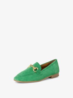 Tamaris Babouche En Cuir - Vert | Chaussures Basses Et Pantoufles