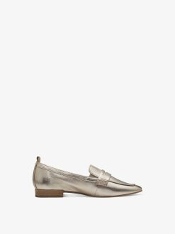 Tamaris Babouche En Cuir - Or | Chaussures Basses Et Pantoufles