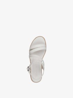 Tamaris Sandale A Talon En Cuir - Blanc | Des Sandales