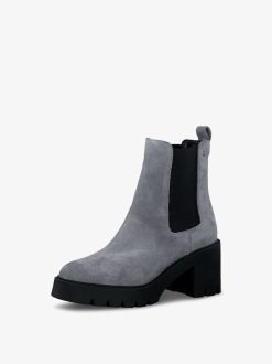 Tamaris Bottine Chelsea En Cuir - Gris | Bottines