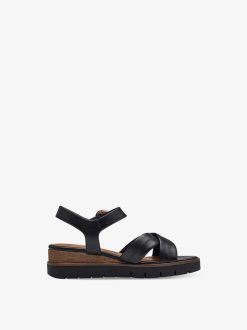 Tamaris Sandale A Talon En Cuir - Noir | Des Sandales