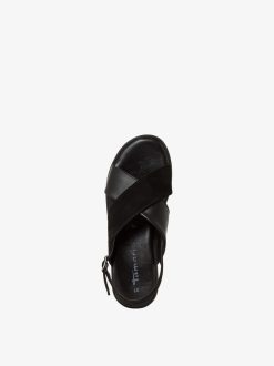 Tamaris Sandale A Talon En Cuir - Noir | Des Sandales