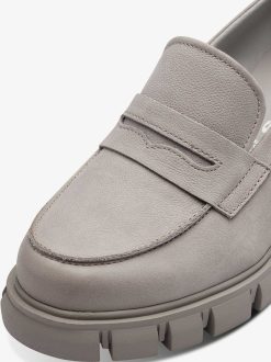 Tamaris Babouche En Cuir - Gris | Chaussures Basses Et Pantoufles