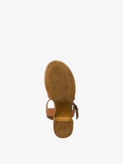 Tamaris Sandale A Talon En Cuir - Beige | Des Sandales