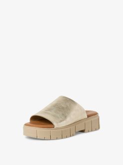 Tamaris Mule En Cuir - Or | Mules