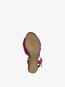 Tamaris Sandale A Talon En Cuir - Rose | Des Sandales