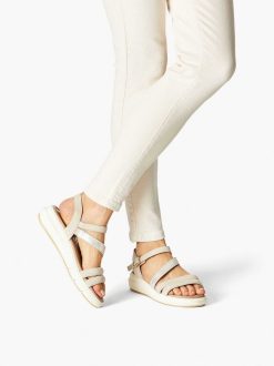 Tamaris Sandale En Cuir - Beige | Des Sandales