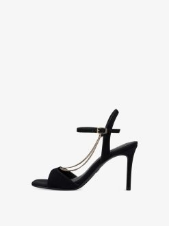 Tamaris Sandale A Talon En Cuir - Noir | Des Sandales