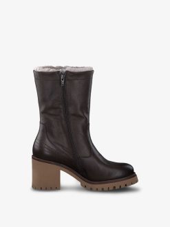 Tamaris Bottine En Cuir - Doublure Chaude Marron | Bottines