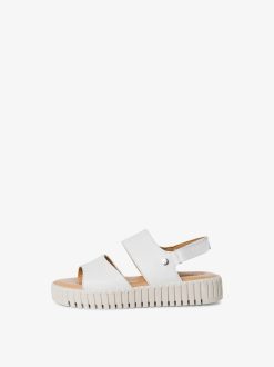 Tamaris Sandale A Talon En Cuir - Blanc | Des Sandales