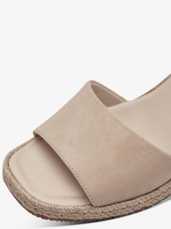 Tamaris Sandale A Talon En Cuir - Beige | Des Sandales