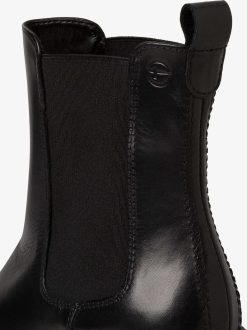 Tamaris Bottine Chelsea En Cuir - Noir | Bottines