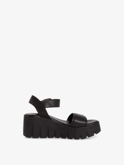 Tamaris Sandale A Talon En Cuir - Noir | Des Sandales