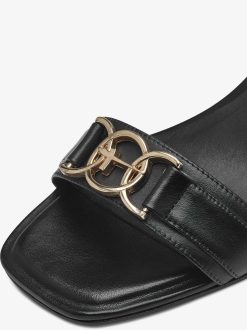 Tamaris Sandale A Talon En Cuir - Noir | Des Sandales