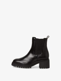 Tamaris Bottine Chelsea En Cuir - Noir | Bottines